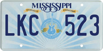MS license plate LKC523