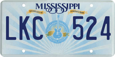 MS license plate LKC524