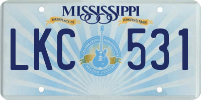 MS license plate LKC531