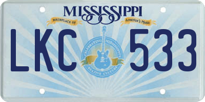 MS license plate LKC533