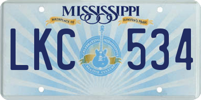 MS license plate LKC534