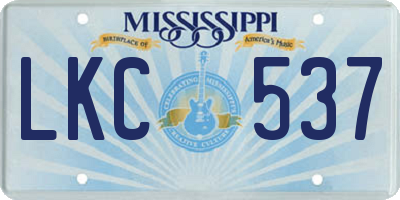 MS license plate LKC537