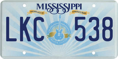 MS license plate LKC538
