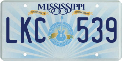 MS license plate LKC539