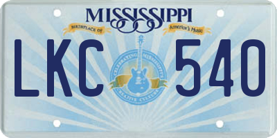 MS license plate LKC540