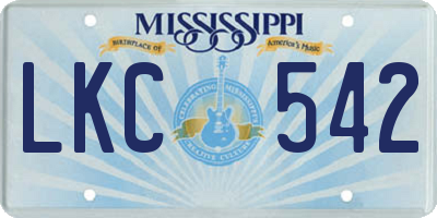 MS license plate LKC542