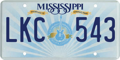 MS license plate LKC543