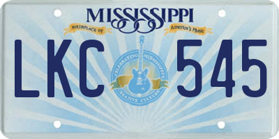 MS license plate LKC545