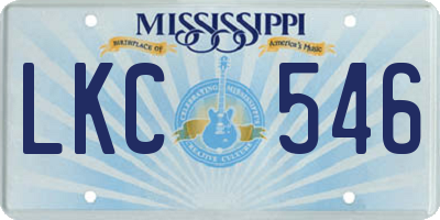MS license plate LKC546