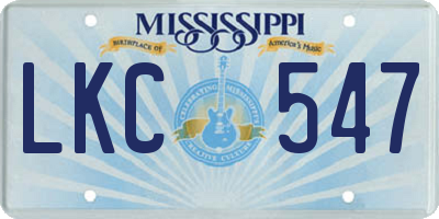 MS license plate LKC547
