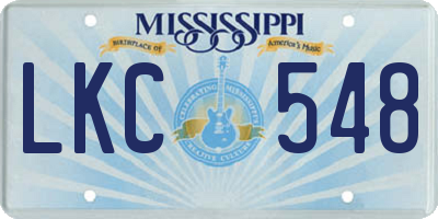 MS license plate LKC548