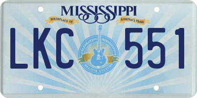 MS license plate LKC551