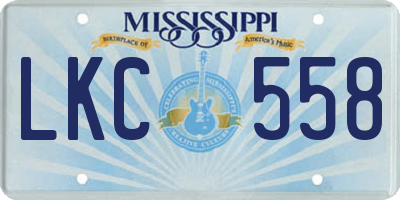 MS license plate LKC558
