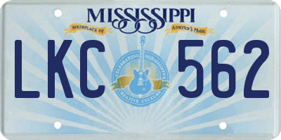 MS license plate LKC562