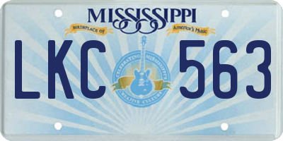MS license plate LKC563