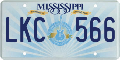 MS license plate LKC566