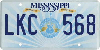 MS license plate LKC568
