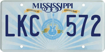MS license plate LKC572
