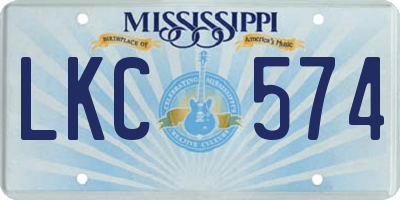 MS license plate LKC574