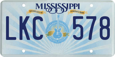 MS license plate LKC578
