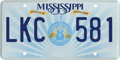 MS license plate LKC581
