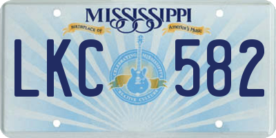 MS license plate LKC582