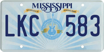 MS license plate LKC583