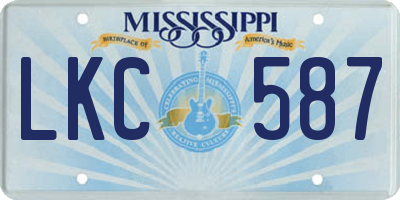 MS license plate LKC587