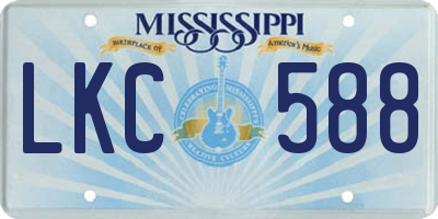 MS license plate LKC588
