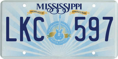 MS license plate LKC597