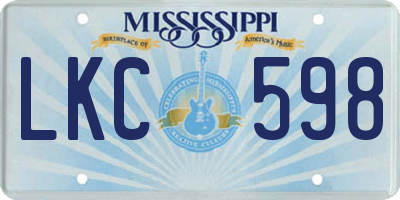 MS license plate LKC598