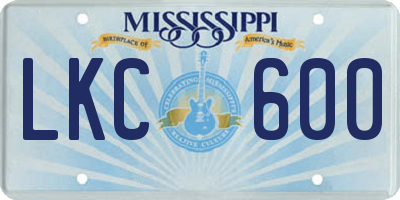 MS license plate LKC600