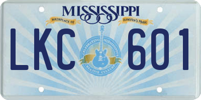 MS license plate LKC601