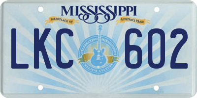 MS license plate LKC602