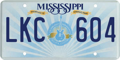MS license plate LKC604