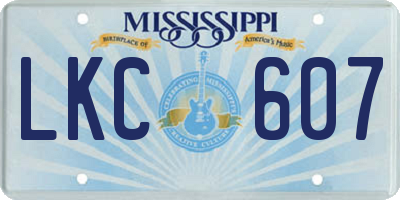 MS license plate LKC607