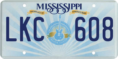 MS license plate LKC608