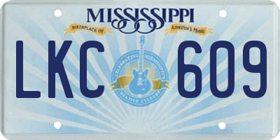 MS license plate LKC609