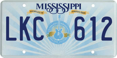 MS license plate LKC612