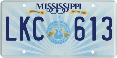 MS license plate LKC613