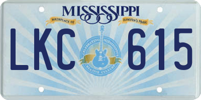 MS license plate LKC615