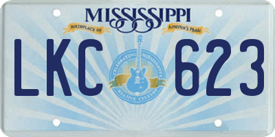 MS license plate LKC623
