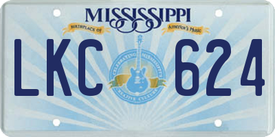 MS license plate LKC624