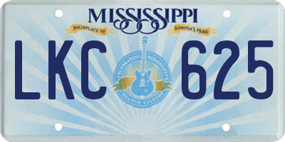 MS license plate LKC625