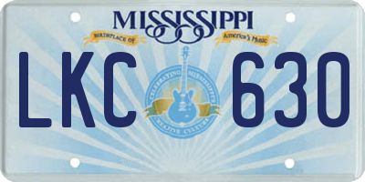 MS license plate LKC630