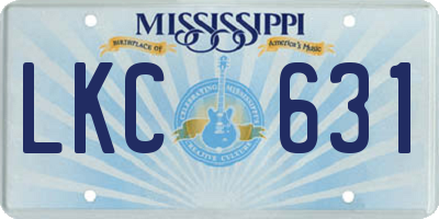 MS license plate LKC631