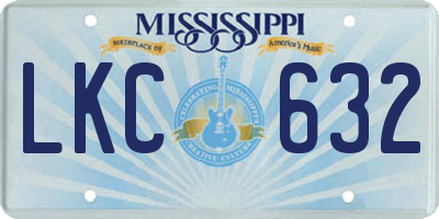 MS license plate LKC632