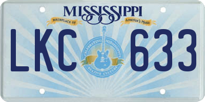 MS license plate LKC633
