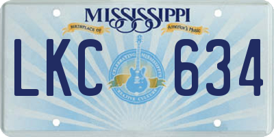 MS license plate LKC634