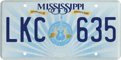 MS license plate LKC635